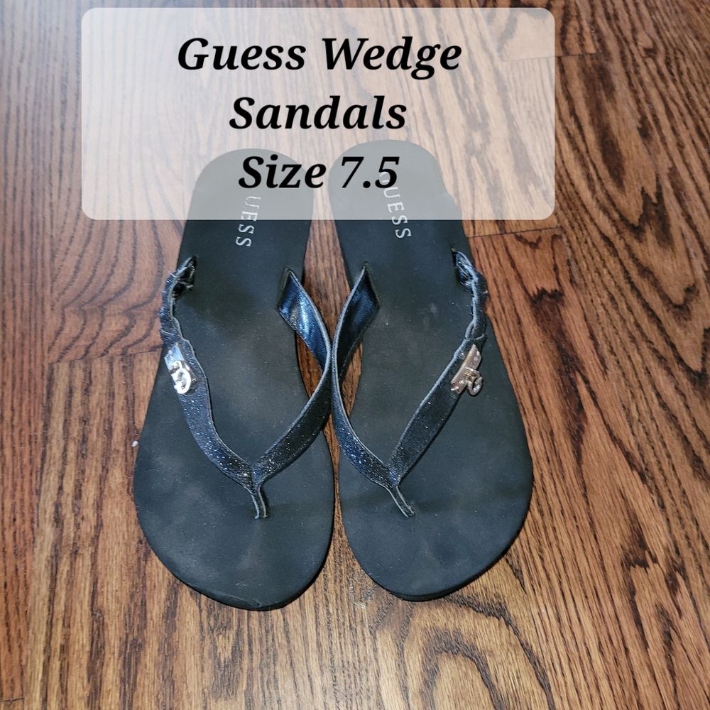Guess Wedge Flip Flops with Sparkle detail